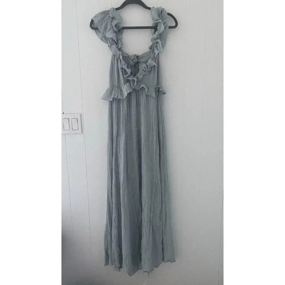 Flawless Dresses & Skirts - Flawless Fit & Flare Gauzy Maxi Ruffle Trim Tie Back Dress Size XL Mint Color